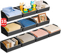 Large Closet Organizers and Storage Bins - 10 Pack Trapezoid Storage Baskets for Shelves, Foldable Fabric Baskets with Handles Ideal for Closet, Basket, Wardrobe and Shelf Storage, Black