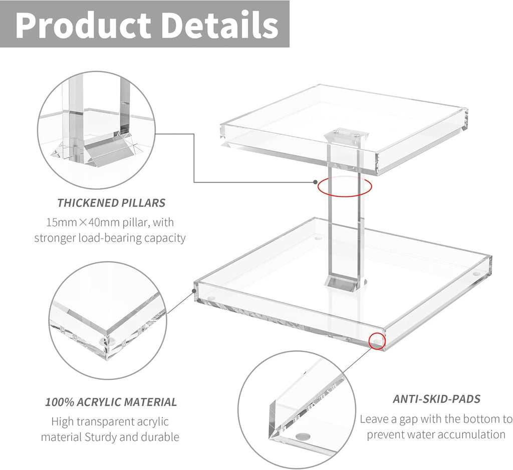 2-Tier Perfume Tray,Clear Perfume Organizer for Dresser and Counter,Acrylic Perfume Stand Organizer Vanity Trays Makeup Storage Holder for Bedroom Decor (10x8)