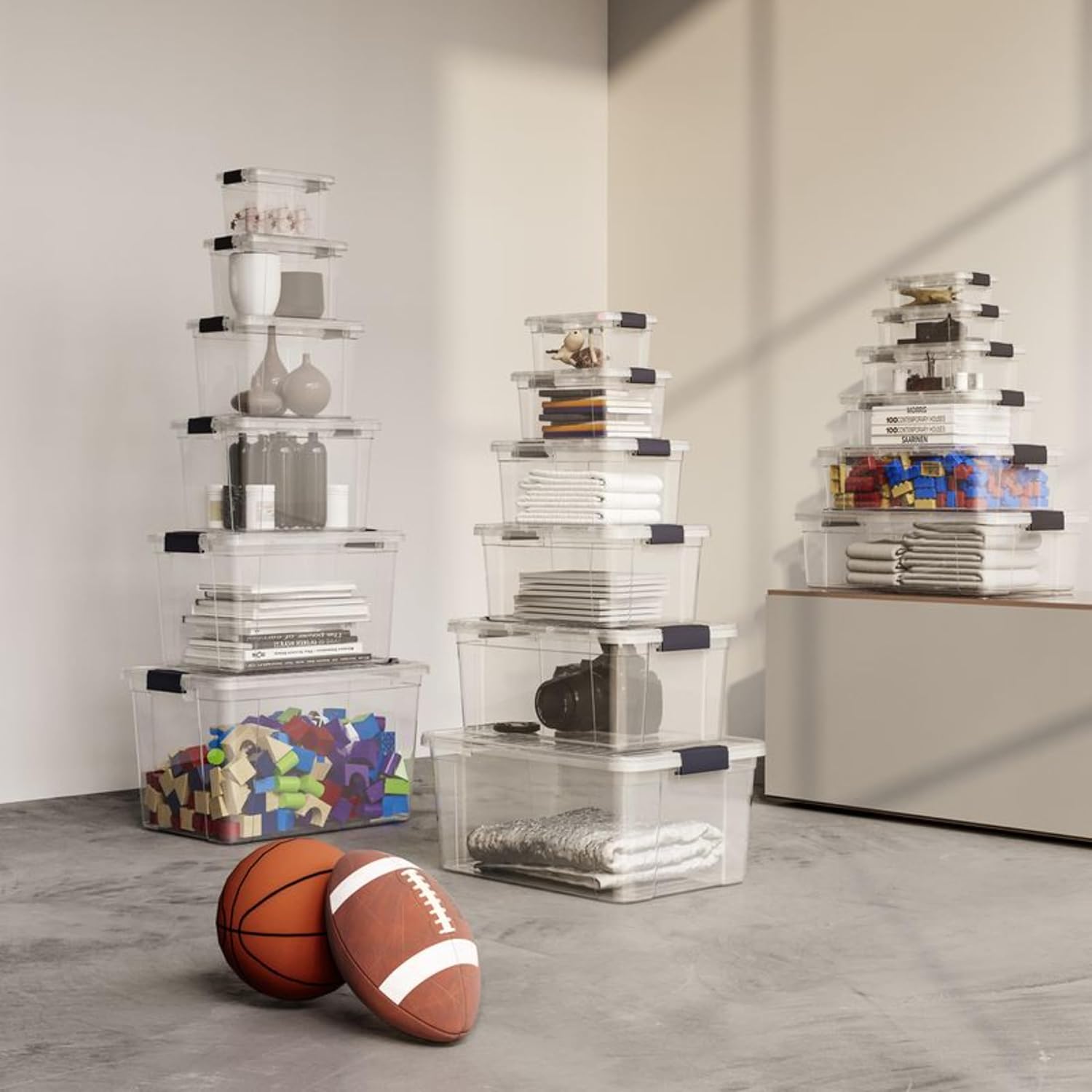 Superio Clear Storage Bins with Lids, 3 Quart BPA Free Plastic Containers, Transparent Boxes for Organizing, Stackable Crates, Organizer Totes for Home, Office, School, and Dorm