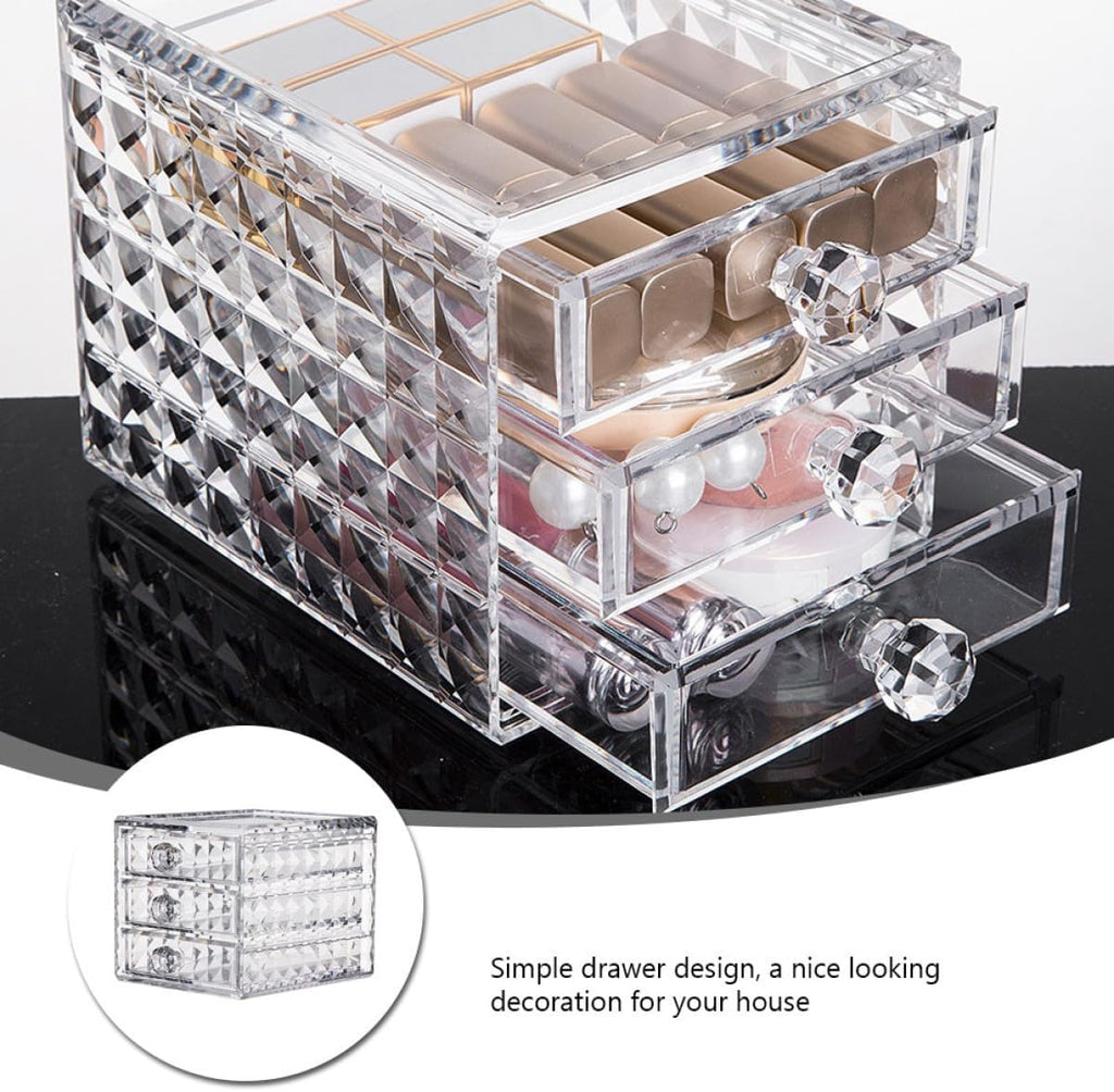 Clear Acrylic Makeup Organizer Drawer Cosmetic Storage Case for Lipsticks Skincare Desktop Organizer with Large Capacity Transparent Holder