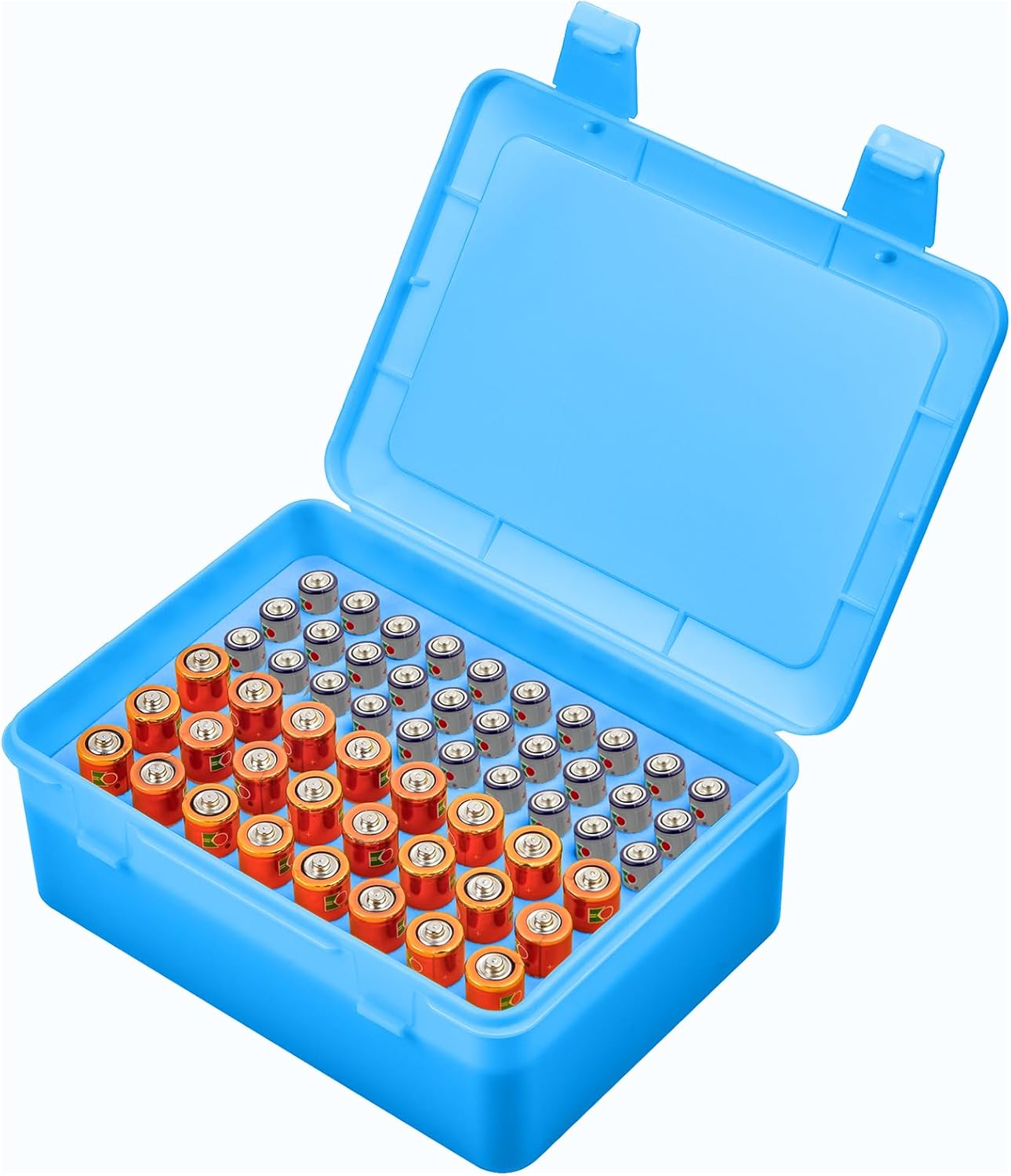 Battery Organizer Storage Box, Garage Case Holder for 24* AA, 30* AAA Batteries (Bag Not Include Batteries Pack) (blue)