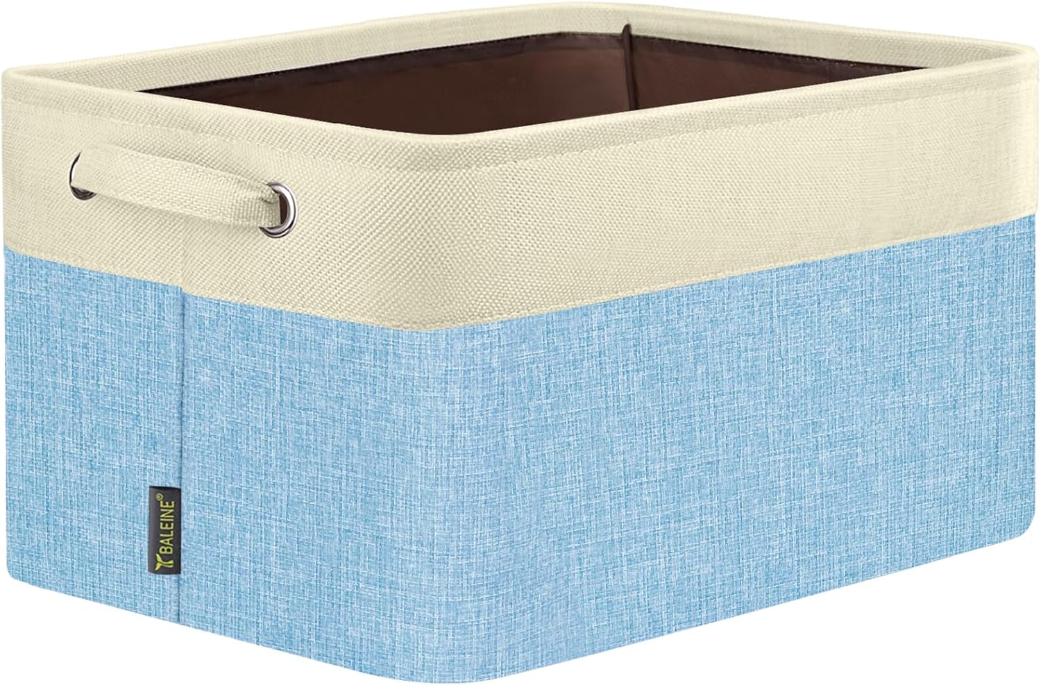 BALEINE 1 Pack Fabric Storage Bins for Shelves, Linen Storage Baskets for Organizing, Decorative Closet Bins for Clothes, Home (Green, 17''x13''x10.5'')