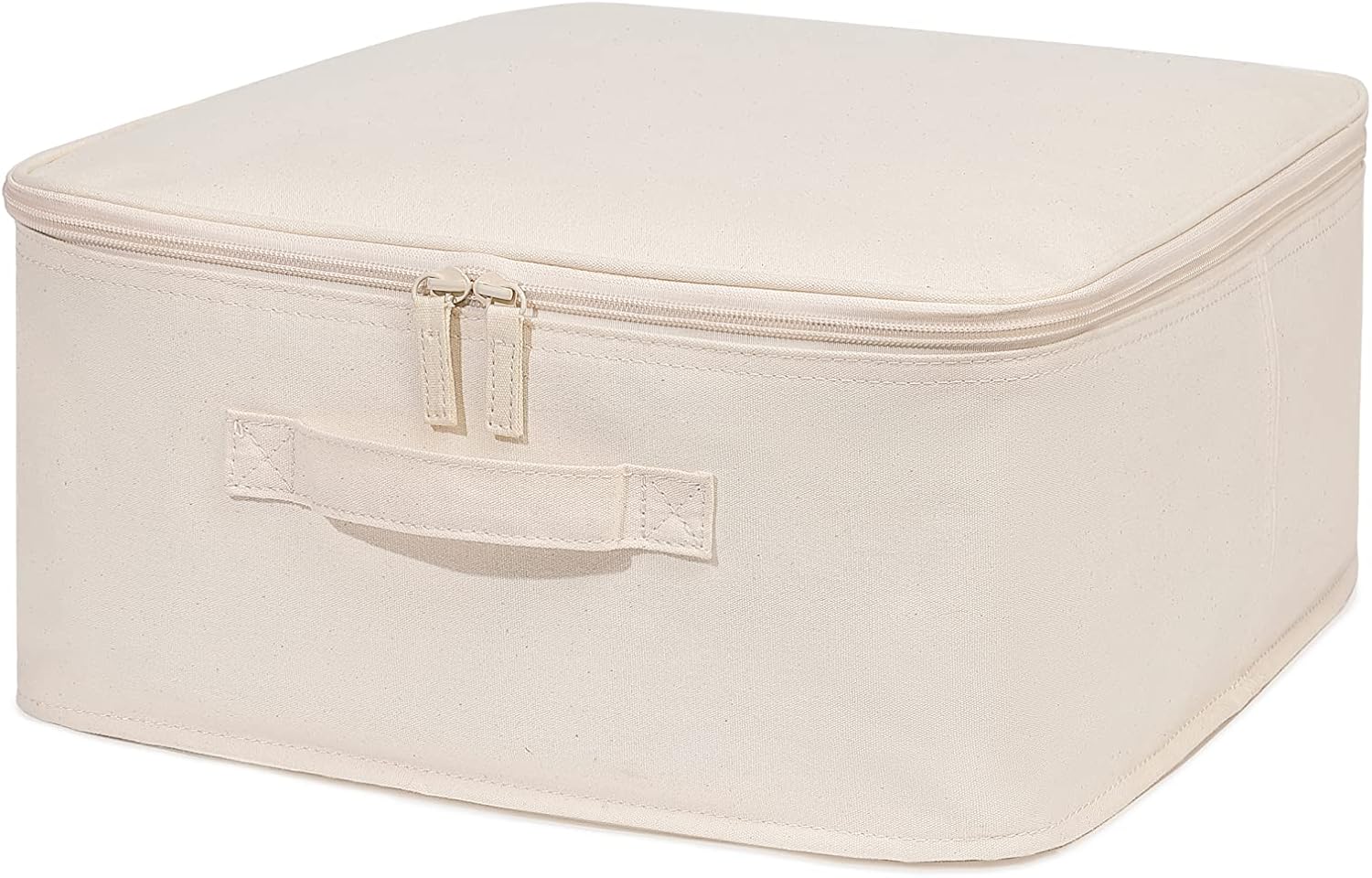 Decorative Basket Rectangular Fabric Storage Bin Organizer Basket with Handles for Clothes Storage (13.7 x 13.7 x 6.29, Beige)