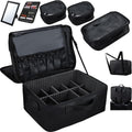 Adazzo Extra Large Makeup Case 8.5” Deep Professional Cosmetic Organizer Box Brush Holder with 3 Clear Set Bags/Lipstick Plate for Makeup Artists with Shoulder Strap/Adjustable Dividers/Luggage Sleeve