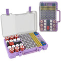 Battery Organizer Storage Case with Tester Checker. Batteries Holder Box Container for 120+ AA AAA 9V C D Lithium CR2025 CR1632 CR2032 Coin Cell Battery with Wall-Mounted Design -Purple
