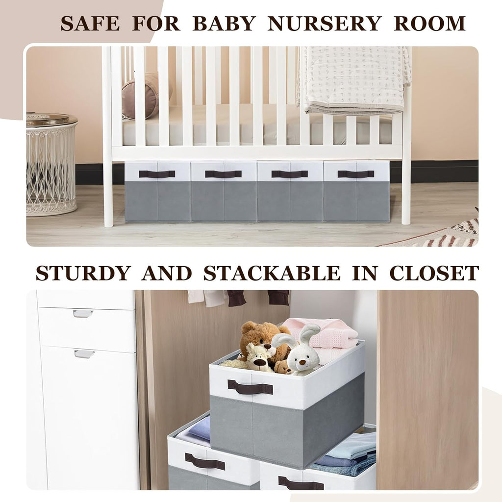 Criusia 12 Pack Large Storage Baskets for Shelves | Fabric Closet Organizers and Storage Bins with Handles for Home Organization | Decorative Collapsible Basket for Organizing Clothes Toy Nursery