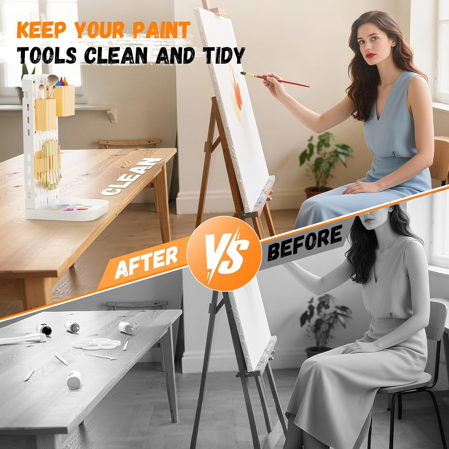 Paint Brush Holder Silicone Paint Brush Drying Rack With Drip Tray Removable Craft Paintbrush Storage Organizer Artist Plastic Pegboard Stand Watercolor Paintbrush Container Makeup Brush Drying Rack