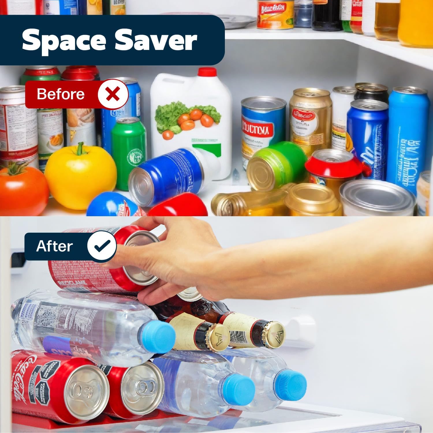 Cooks Innovations 2-Pack Drink Organizer for Fridge, Soda Can Refrigerator Organizers and Storage, Beer-Wine-Water Bottle Holder, Fridge Monkey - Durable Non-Slip&Roll