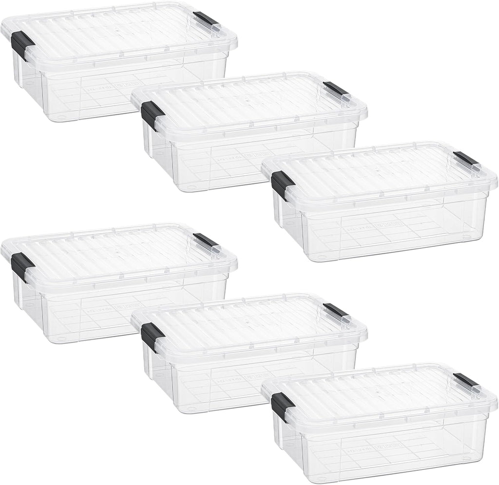 Superio Storage Bins with Lids- 6 Pack, 7.4 Qt Clear Boxes for Organizing, Stackable Plastic Containers- BPA Free, Non-Toxic, Odor Free, Organizer for Home, Office, Dorm