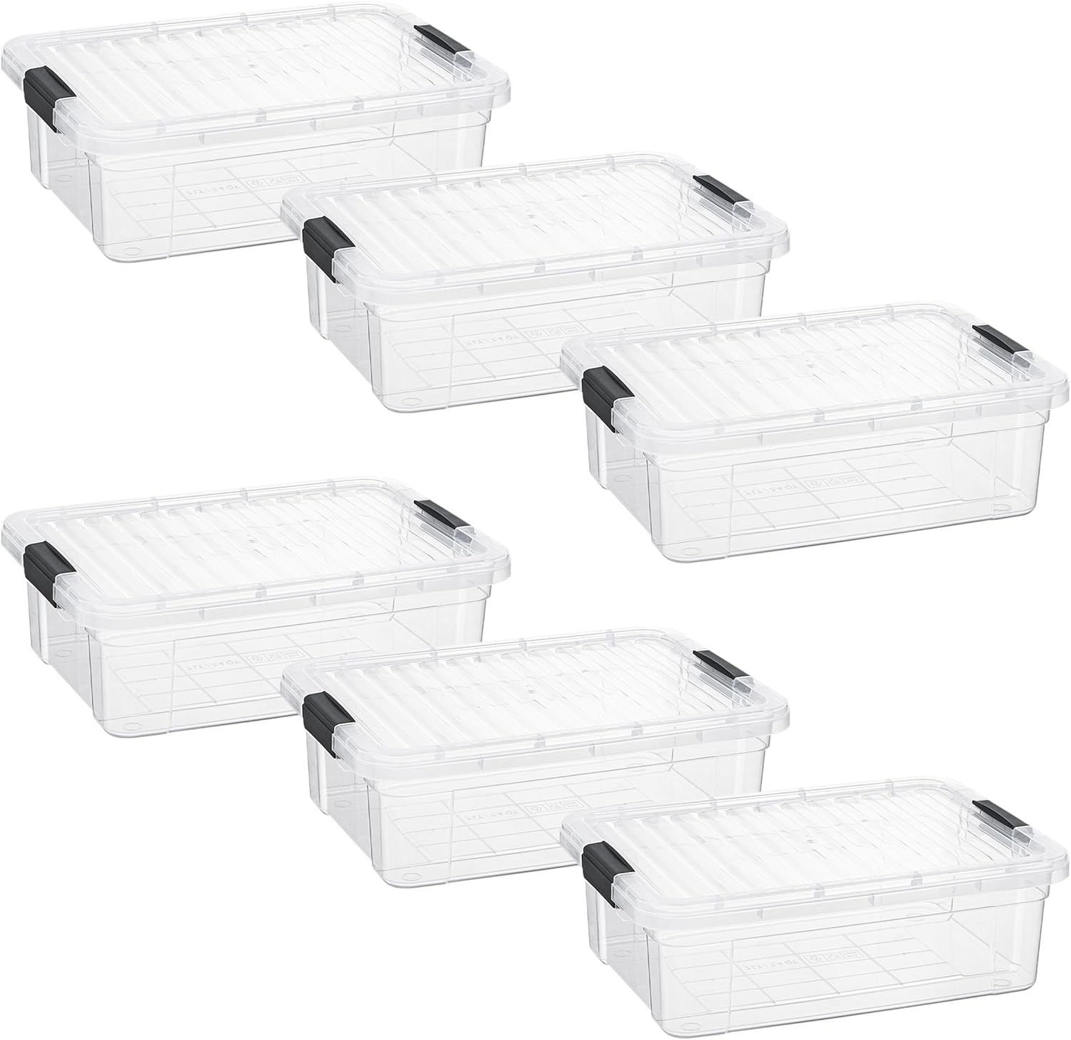 Superio Storage Bins with Lids- 6 Pack, 7.4 Qt Clear Boxes for Organizing, Stackable Plastic Containers- BPA Free, Non-Toxic, Odor Free, Organizer for Home, Office, Dorm