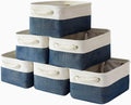 TcaFmac Organization and Storage Cubes - 12x8x5.2 inch Small 6 Pack Collapsible Storage Bins for Sheves, Fabric Storage Basket for Gifts Empty for Closet Cloth Toy Kids Books(White & Jean Blue)