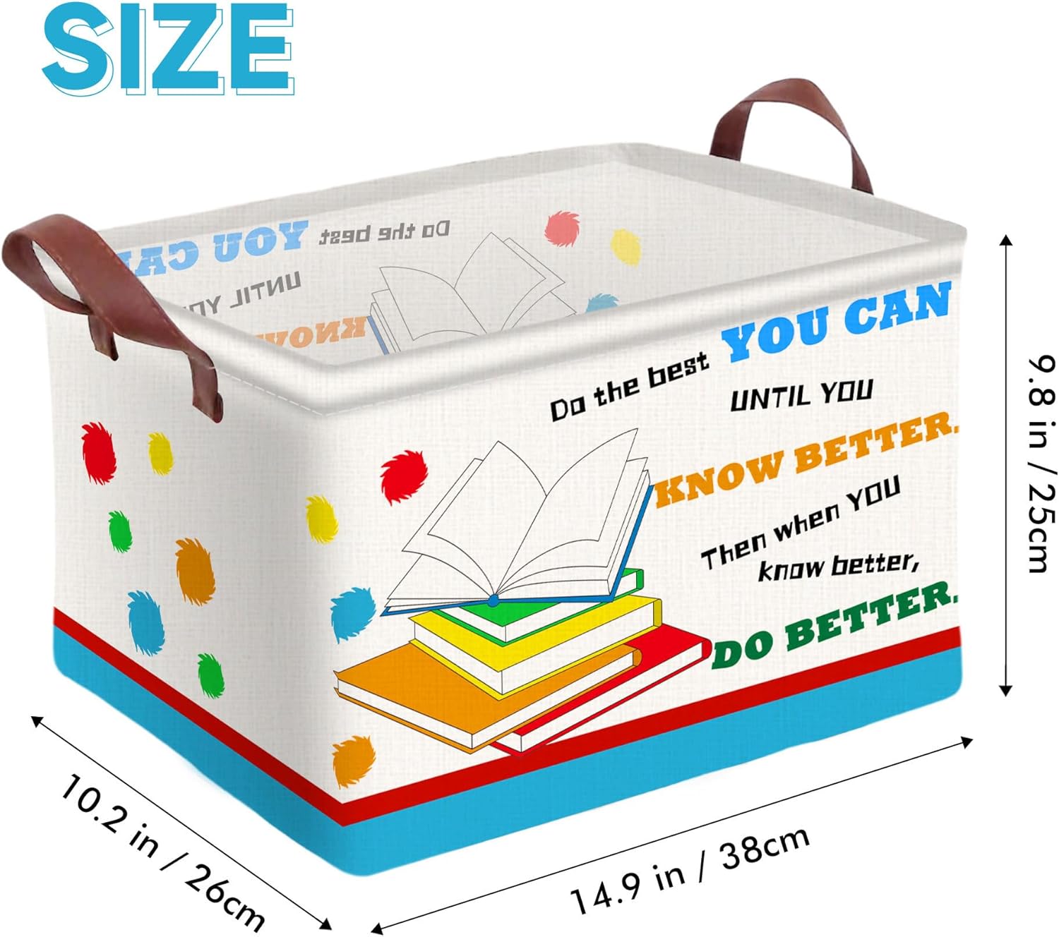 Book Storage Basket Waterproof Canvas Toy Storage Bin Blanket Baskets Collapsible Outdoor Basket with Leather Handles Book Organizer for Nursery Room Classroom Library Closets,Bedrooms,Gifts Baskets