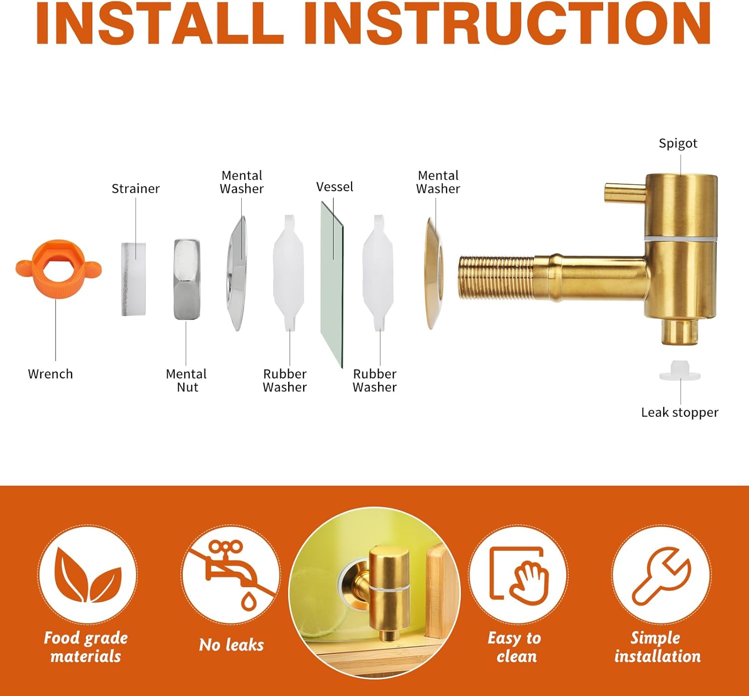 1.5 Gallon 2 PACK Glass Drink dispenser, Beverage Dispenser With Wood Stand, Lemonade Dispenser with Airtight Valve and Stainless Steel Spigot,Drink Dispenser for Parties