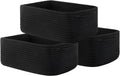 Small Woven Basket, 13.5 x 9.5 x 5 Inches, Storage Basket for Organizing, Cute Small Rope Shelf Closet Cube Storage Bins Baskets for Shelves, Dog Toy Gift Baskets Empty, 3 Packs, Black