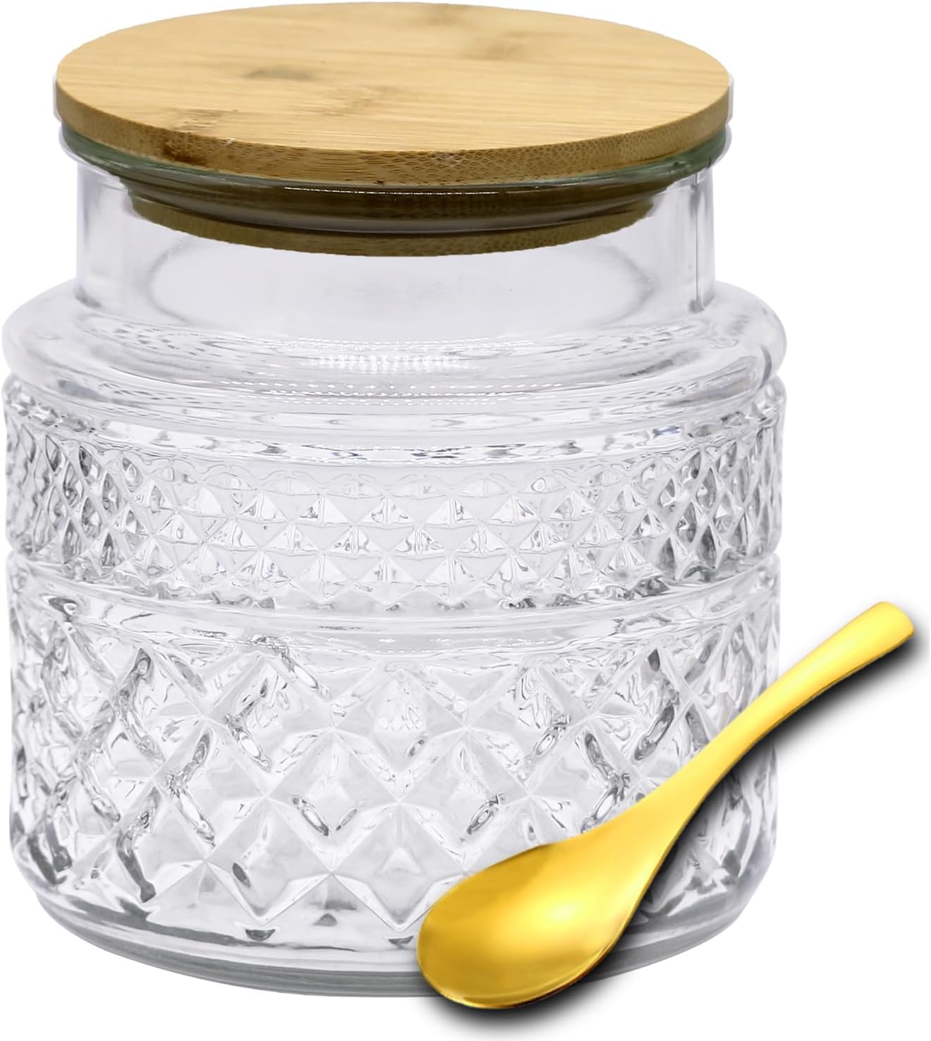 Viovian Vintage Glass Jar with Lid Spoon 38 OZ Round Thick Glass Storage Jars Airtight Lids Clear Decorative Canister Container for Food Candy Cookie Sugar Coffee Tea Nuts Snack Dog Treat Vase