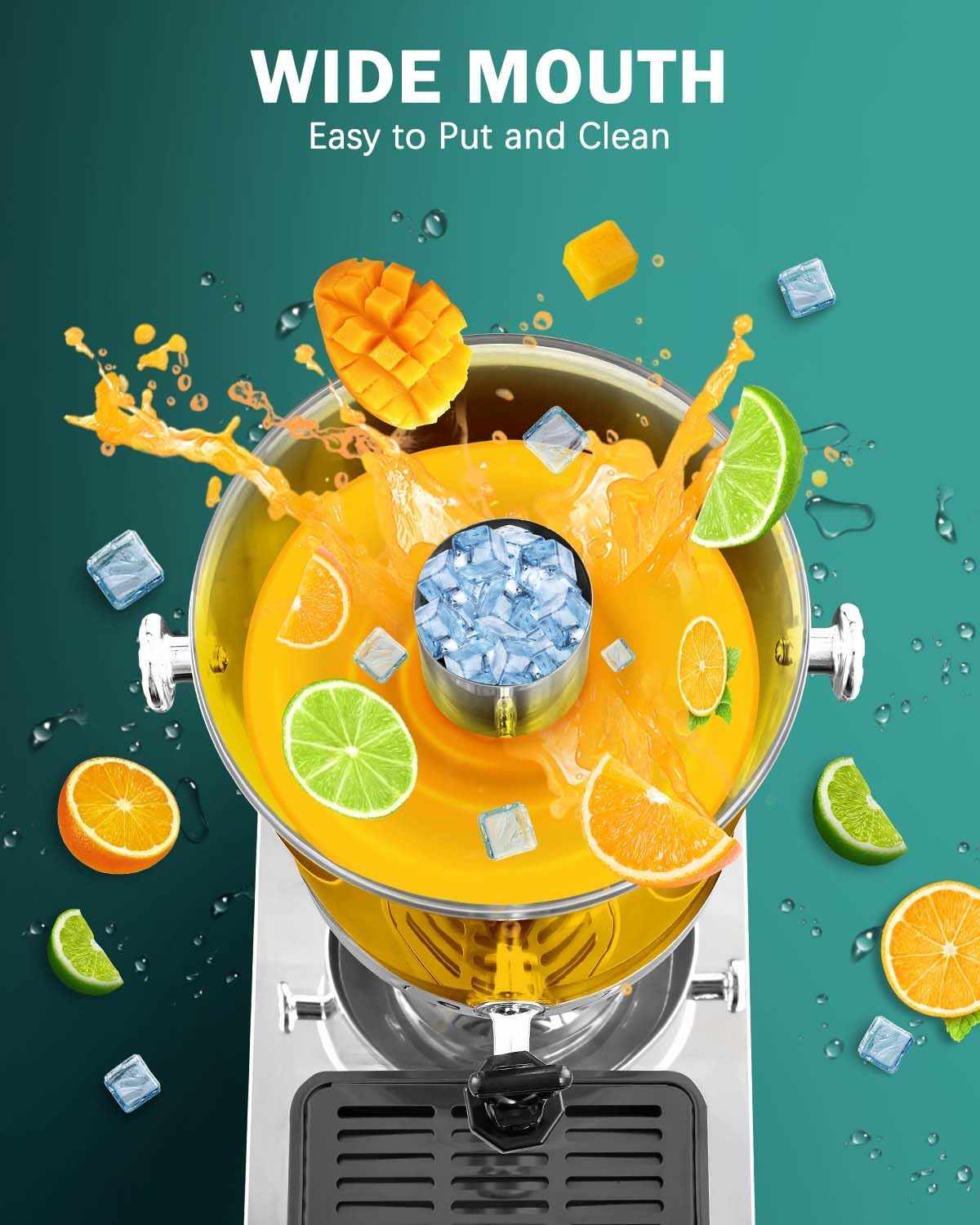 1.5 Gallon Drink Dispensers for Parties, [Easy-to-Clean Drip Tray Design] [Cold & Hot Dual-Use] Beverage Dispenser with Stand & Ice Core, Stainless Steel Juice Dispenser for Home Lemonade, Catering