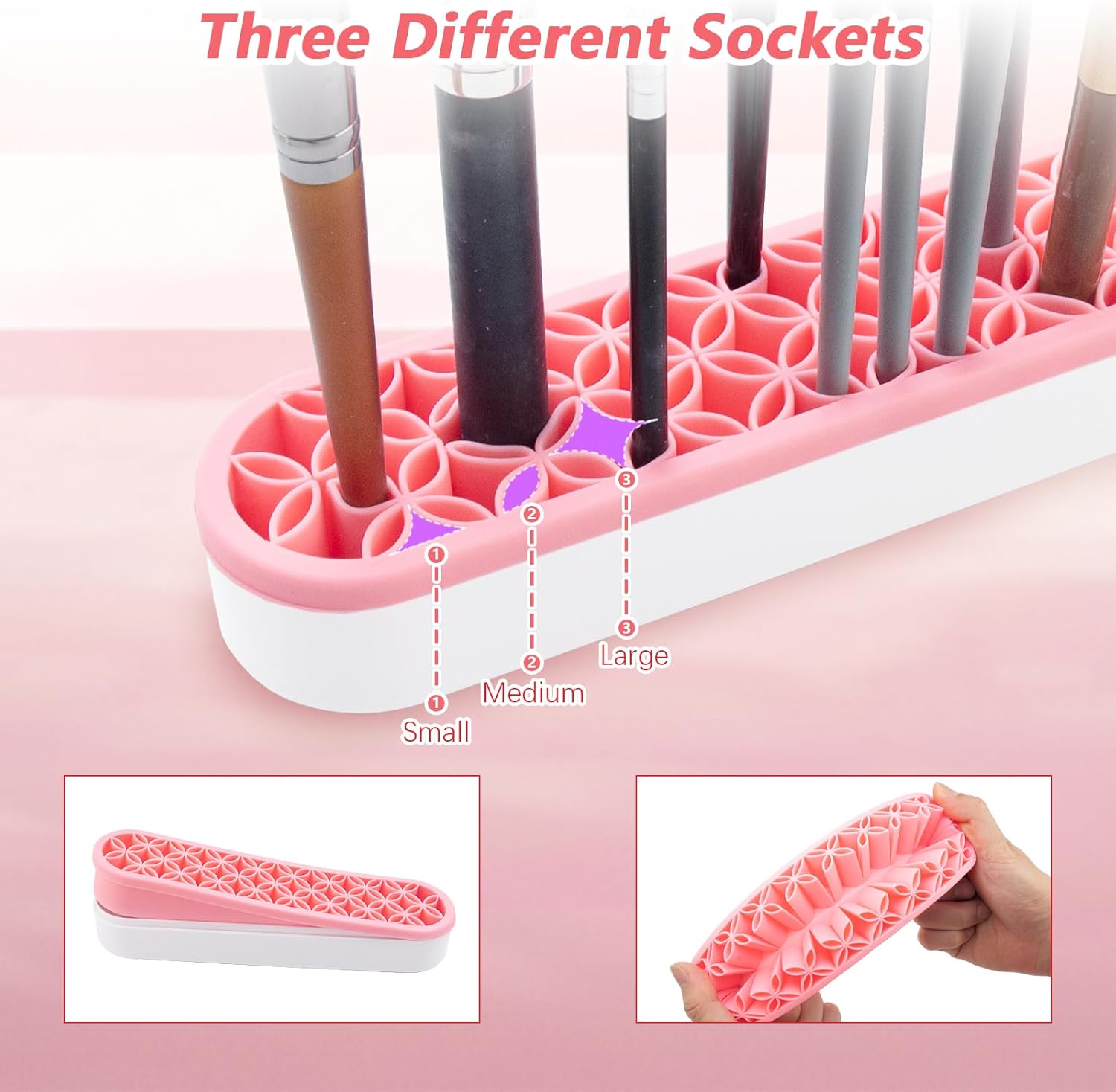 4 Pcs Silicone Makeup Brush Holder Stand Multipurpose Cosmetic Travel Storage Box Painting Pen Brush Organizer Desktop Makeup Brush Drying Rack for Brush, Eyeliner Pencil Art (Multicolored)