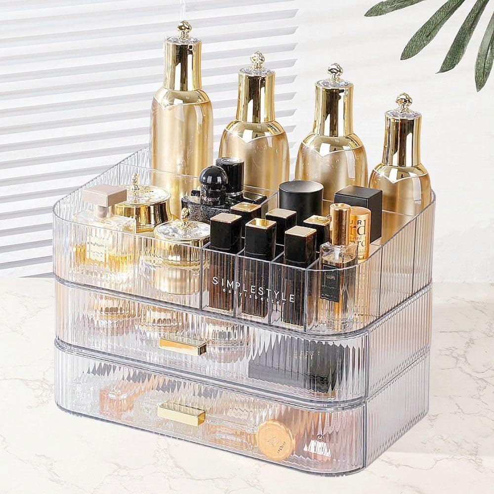 Makeup Organizer with Drawers Stackable Skincare Cosmetic Makeup organization for vanit Bathroom Desk Countertop