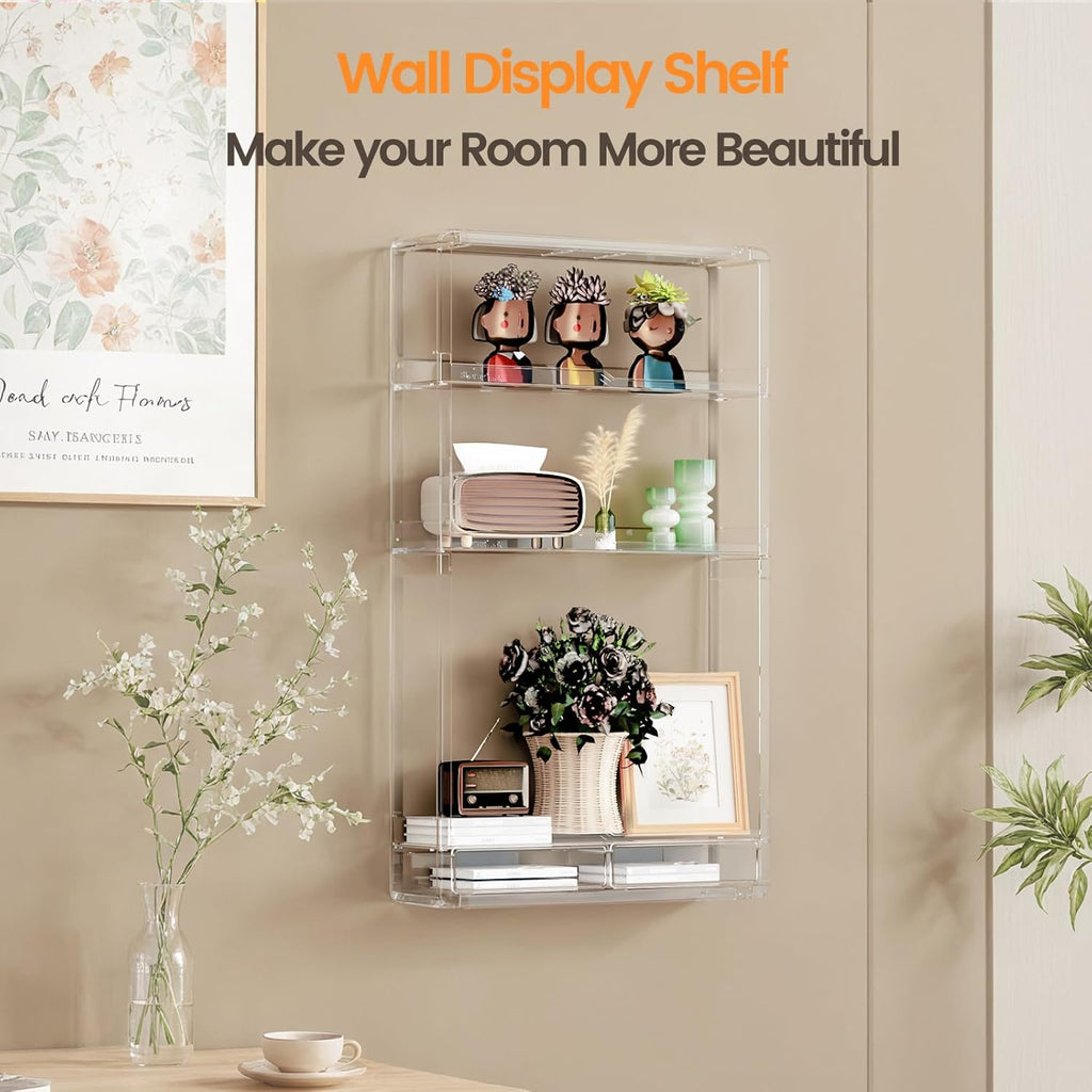 Shower Caddy Adhesive, X-Large Capacity Bathroom Organizers and Storage, No Drill Shower Organizer, Clear Wall-Mounted Bathroom Storage Shelf for Kitchen, RV, Cosmetic