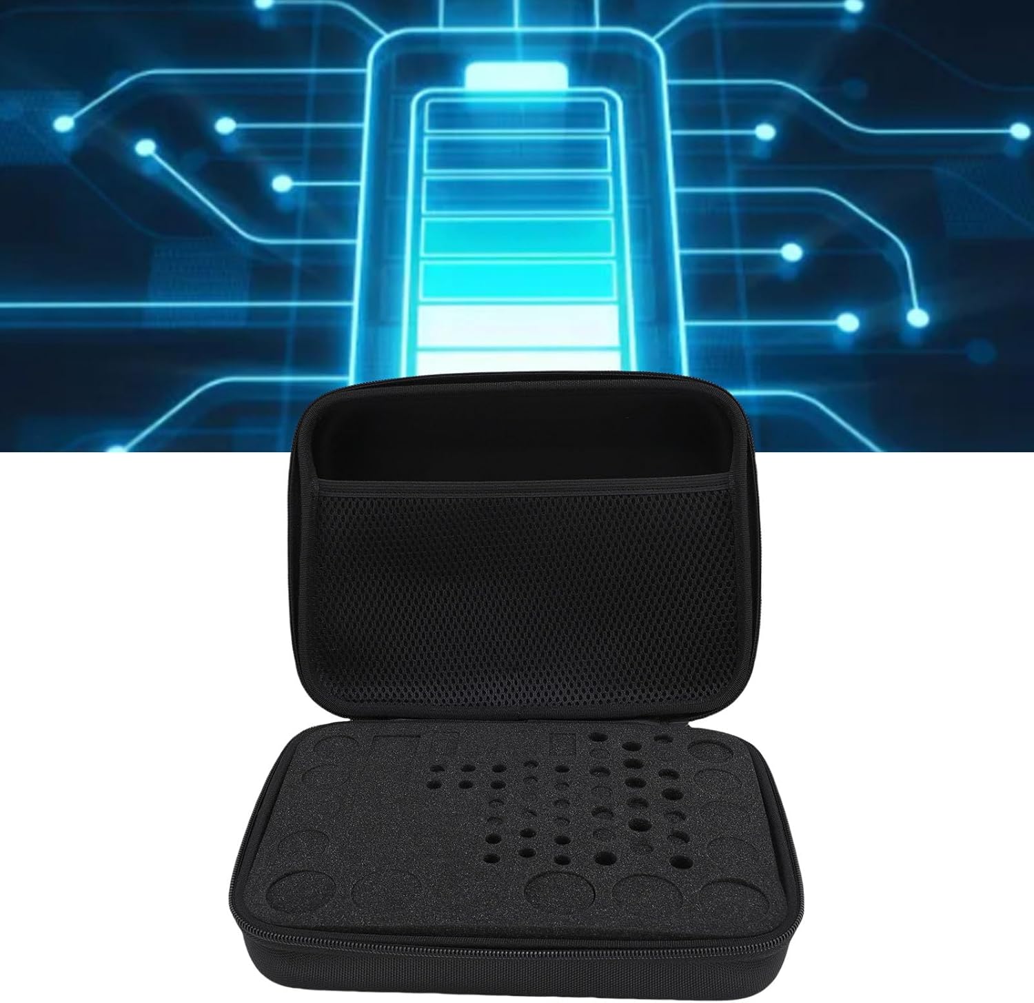 Hard Battery Organizer Storage Box, Portable Battery Carrying Case Holder, Scratch Proof Dust Proof Storage Case for AA AAA C D 3V 9V Batteries and Tester