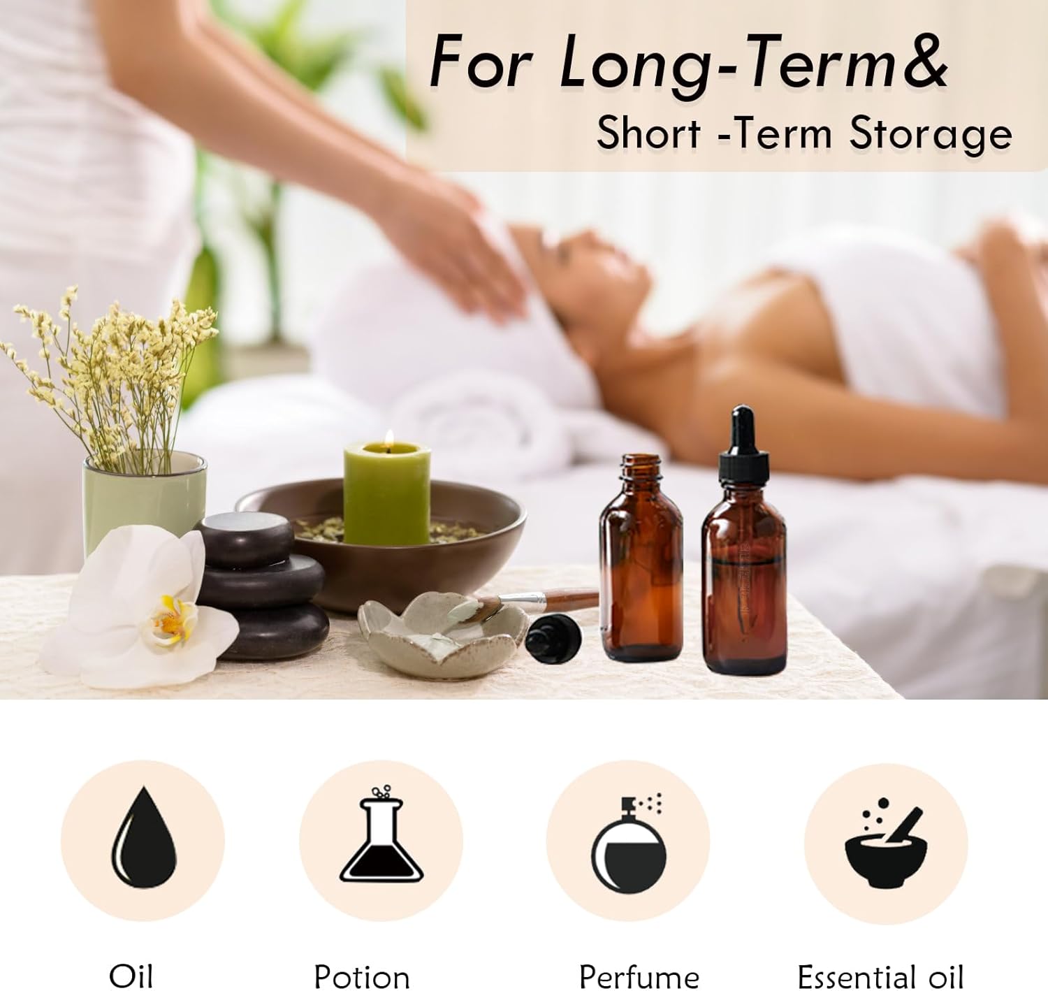 10 Pack 2 Oz Amber Glass Bottles with Dropper, UV Protection, for Essential Oils, Serum, Liquids