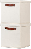 Temary Foldable Fabric Storage Bins with Lids, 2-Pack Storage Bin for Organizing Living Room, Closet Organization, Multi-Purpose Storage Boxes for Clothes (Beige, 10.5x10.5x10.5 inch)