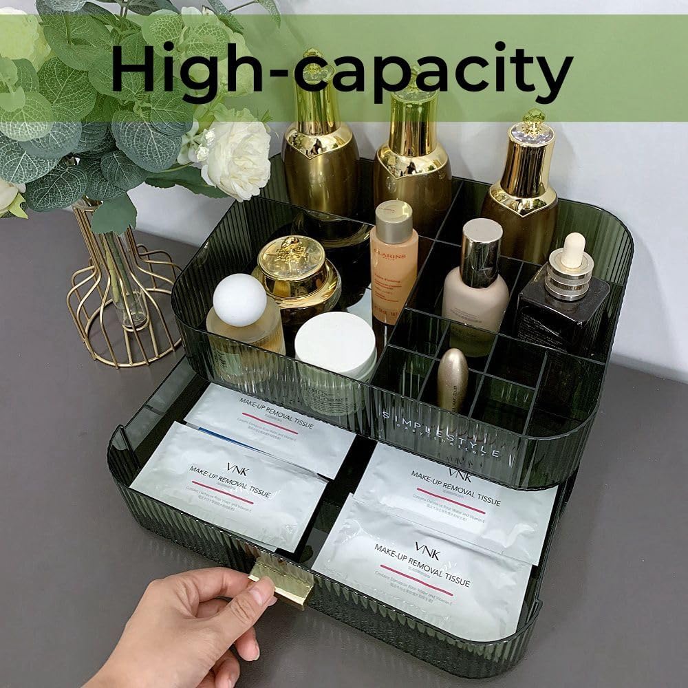 Makeup Organizer with Drawers Stackable Skincare Cosmetic Makeup organization for vanit Bathroom Desk Countertop