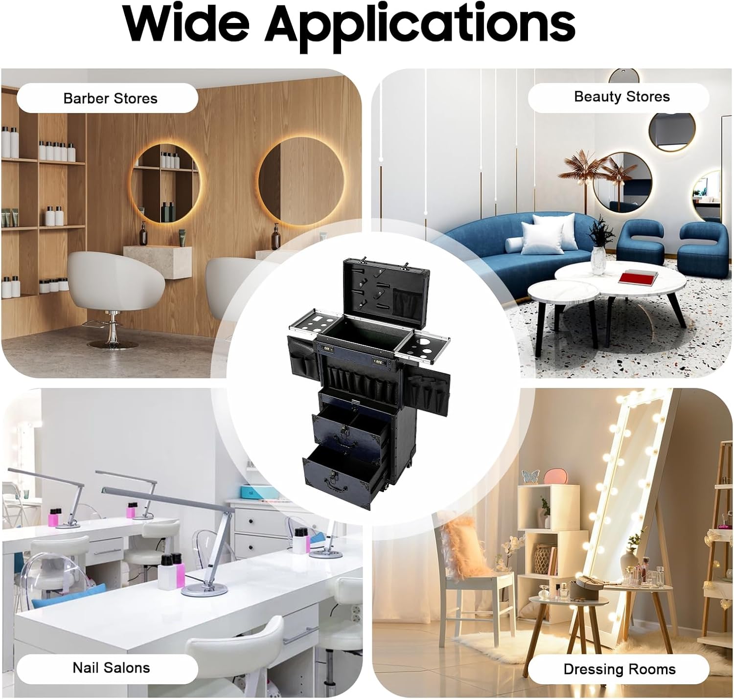 Cosmetic Train Case,Makeup Organizer Travel Case with Multiple Compartments,Rolling Makeup Case,Professional Makeup Casewith Wheels for Make-up Artists