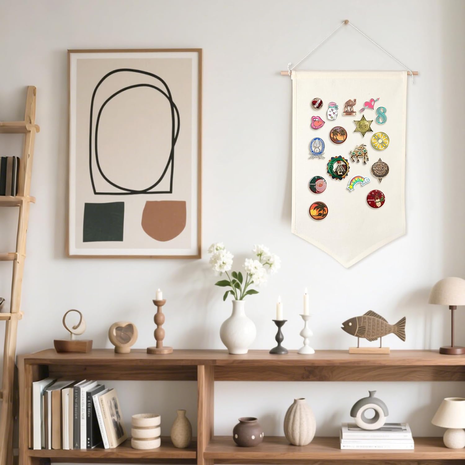 3 PCS Canvas Banners Wall Hanging Brooch Jewelry Storage Case Stand Enamel Pin Display, Sublimation blank Banner,Holder Earrings Necklace Pin Collection Organizer