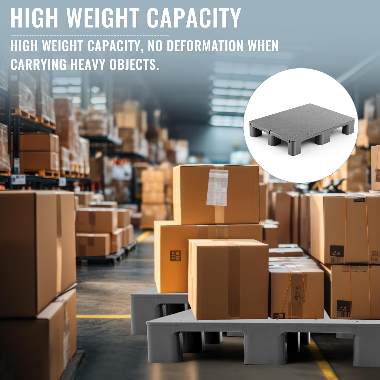 1 Pcs Plastic Pallet for Basement Storage Easy Stack Lightweight Floor Pallet Display Flooring Room Supermarket Christmas, Support up to 2000 Lbs (31.5'' L X 24'' W X 4.7'' H,Grey)