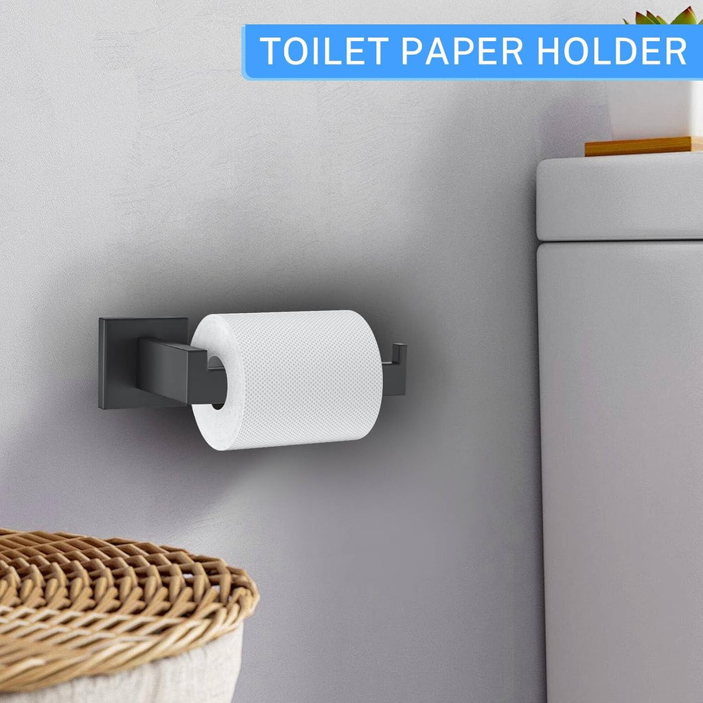 10-Piece Matte Black Bathroom Hardware Accessories Set Black Towel Bar Set Towel Holder Set Stainless Steel Wall-Mounted Towel Rack Set for Bathroom,23.6 Inch Towel Bar