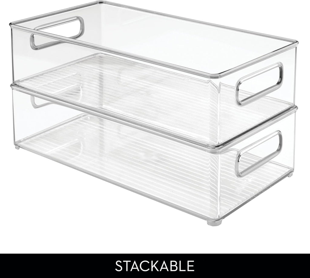 iDesign Stackable Fridge Bin - Kitchen Storage Bin for Pantry, Cabinets, or Fridge, Set of 6, Clear
