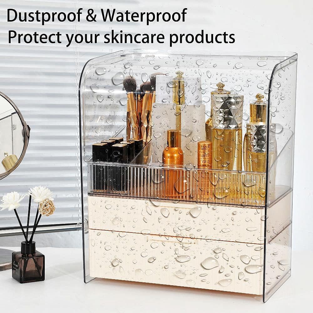 Makeup Storage Organizer Box Large Cosmetic Display Cases Dustproof and Waterproof Cosmetic Organizer Countertop Skincare Organizer