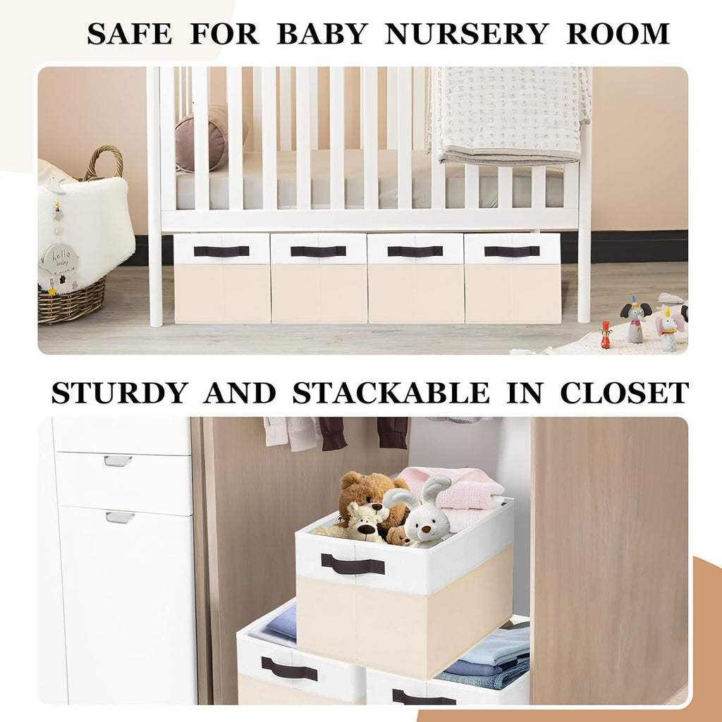 Criusia 6 Pack Large Toy Box Chest, Collapsible Sturdy Toy Storage Organizer Bins Baskets for Kids, Boys, Girls, Nursery, Playroom, Shelf Baskets for Lego Puzzle Balls, Game Organizer (14L*10W*9.5H)