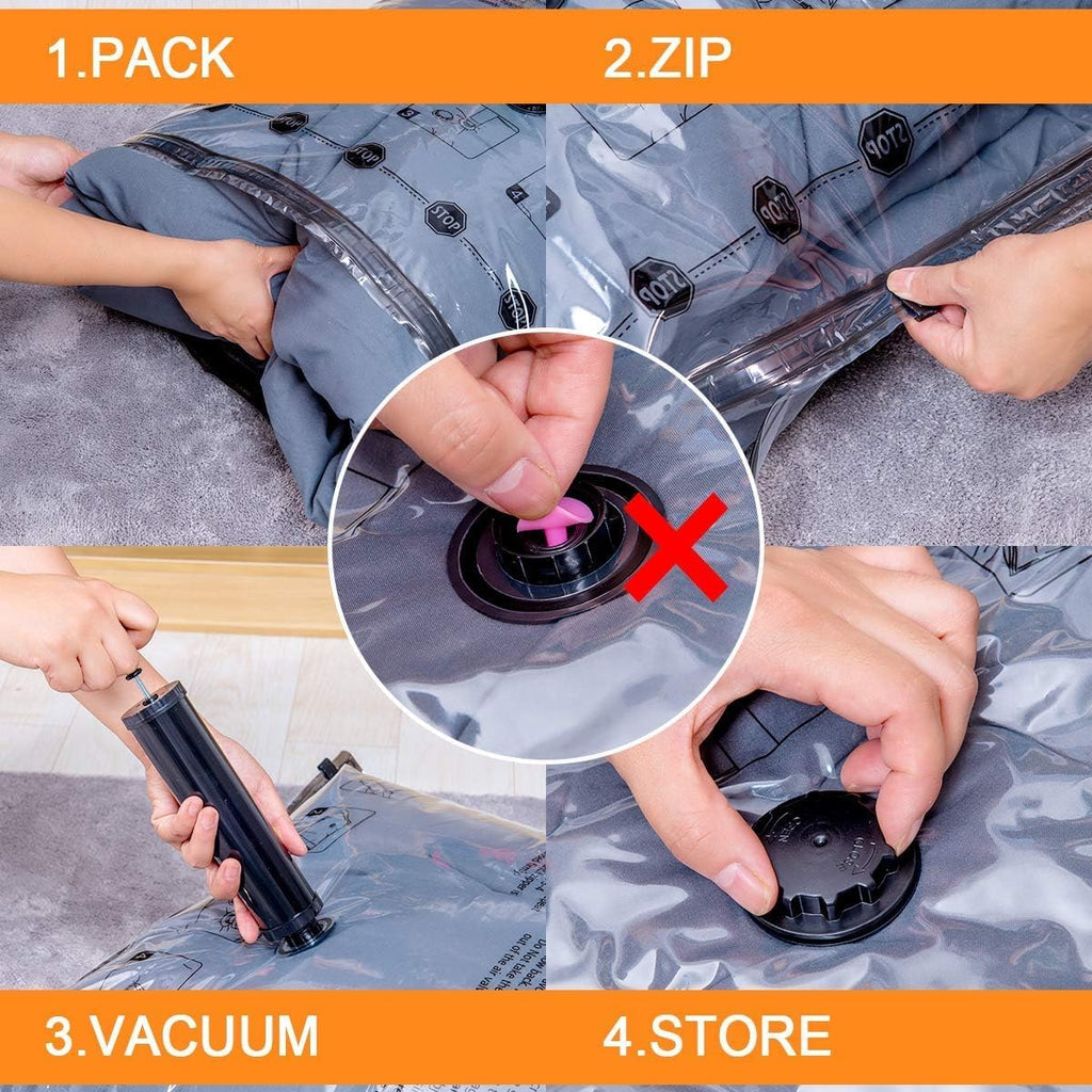 10 Small Vacuum Storage Bags, Space Saver Sealer Compression Bags for Blankets, Comforters, Pillows, Clothes Storage
