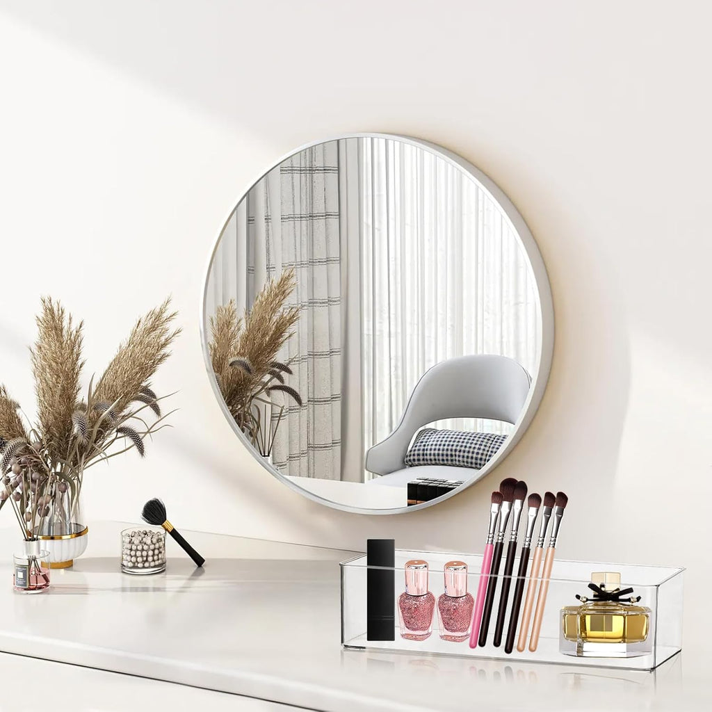 Acrylic Makeup Brush Holder Organizer, 1 Pack 1 Section Clear Plastic Makeup Holder 9.13x3.54x2.36 Inches Transparent Storage Container for Bathroom Jewelry Accessories