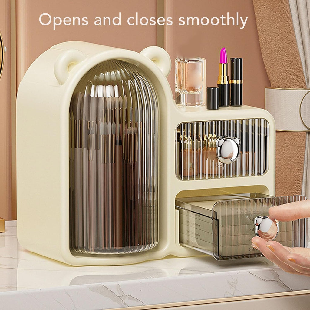 Makeup Organizer, Large Capacity Cosmetic Display Case with Makeup Brush Holder, Vanity Organizer for Eyeshadows, Lipsticks, Foundations