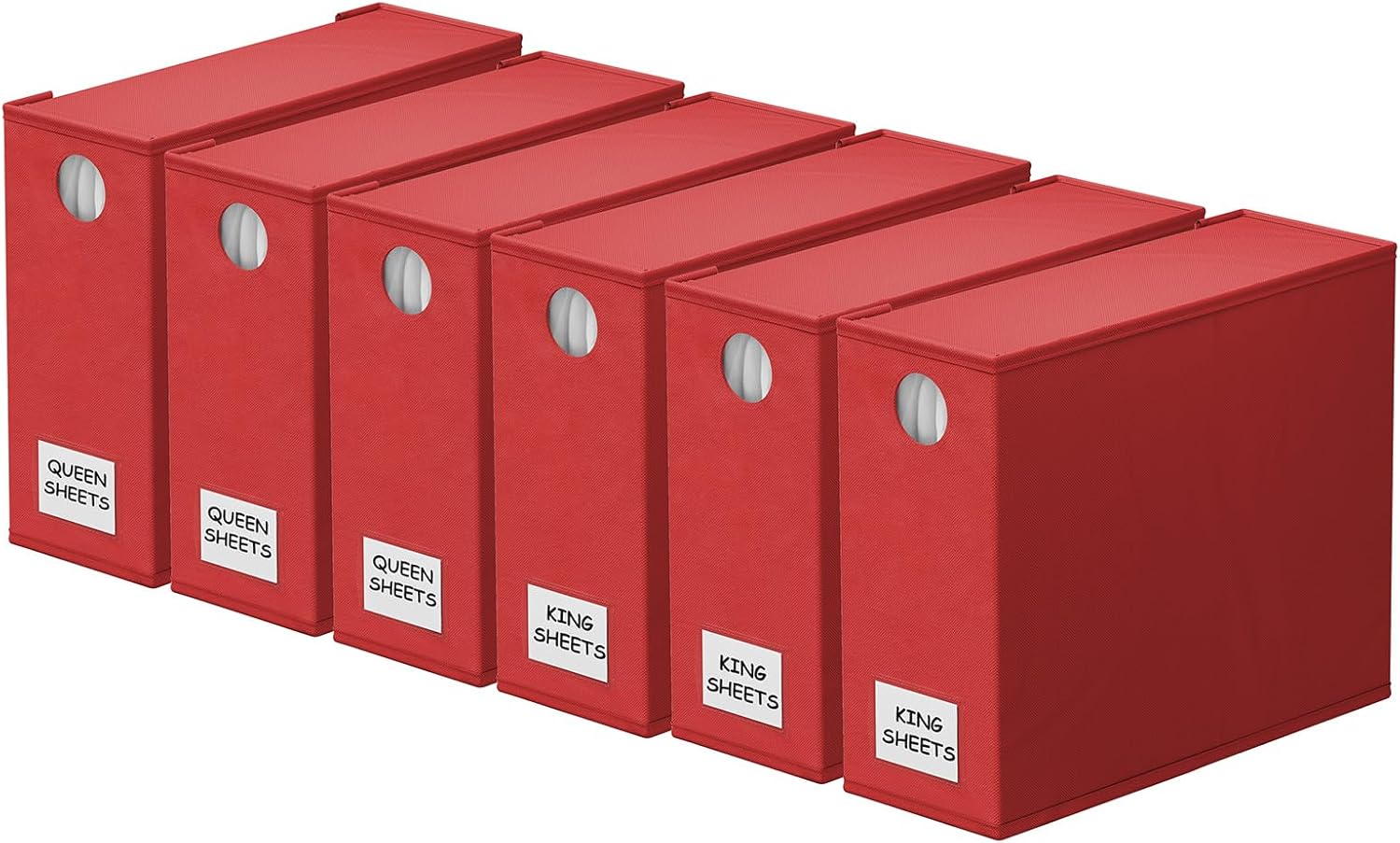 SpaceAid 6 Pack Bed Sheet Organizers and Storage, Foldable Sheet Organizer with Window for Linen Closet, Set Folder Keeper for Queen & King Size Bedding Storage (Red)