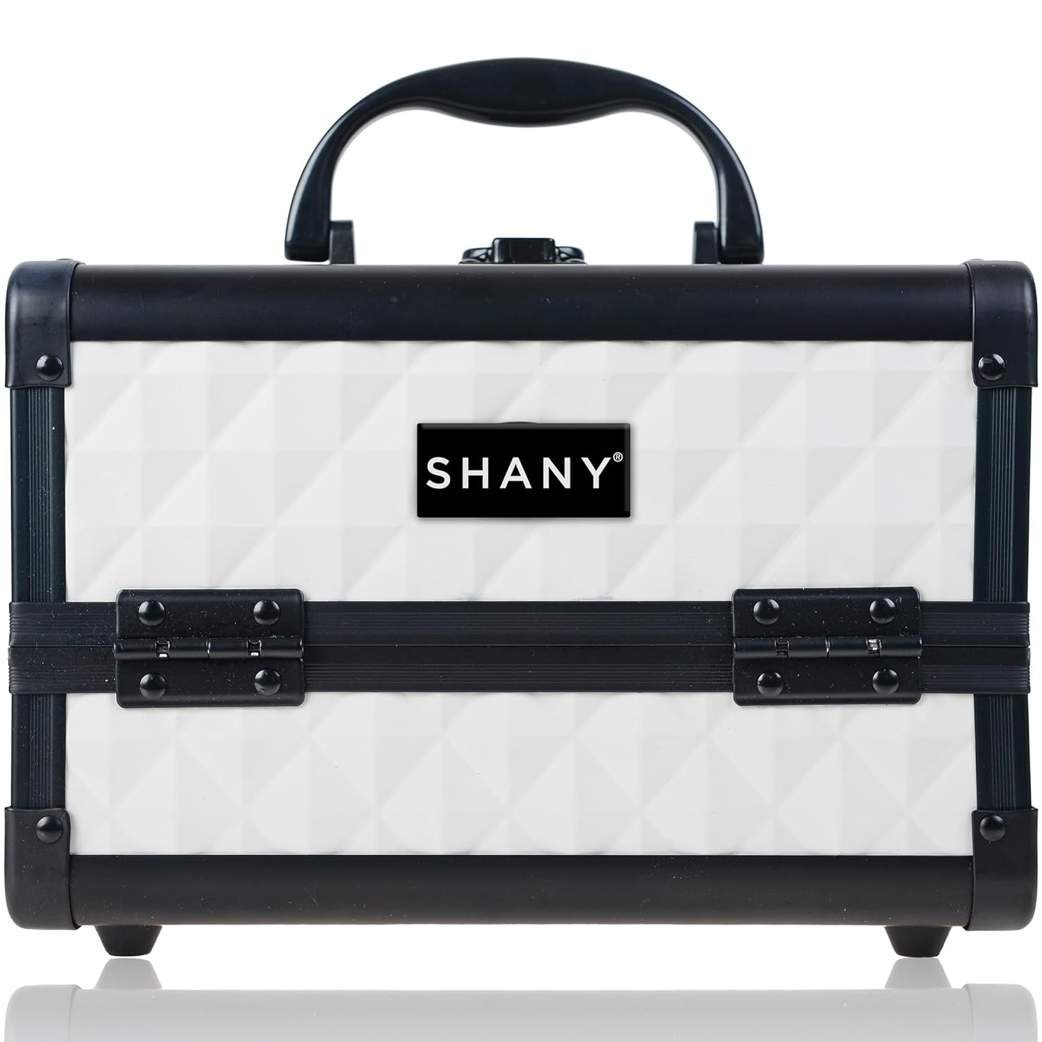 SHANY Chic Makeup Train Case Cosmetic Box Portable Makeup Case Cosmetics Beauty Organizer Jewelry storage with Locks, Multi trays Makeup Storage Box with Makeup Mirror - Peaceful