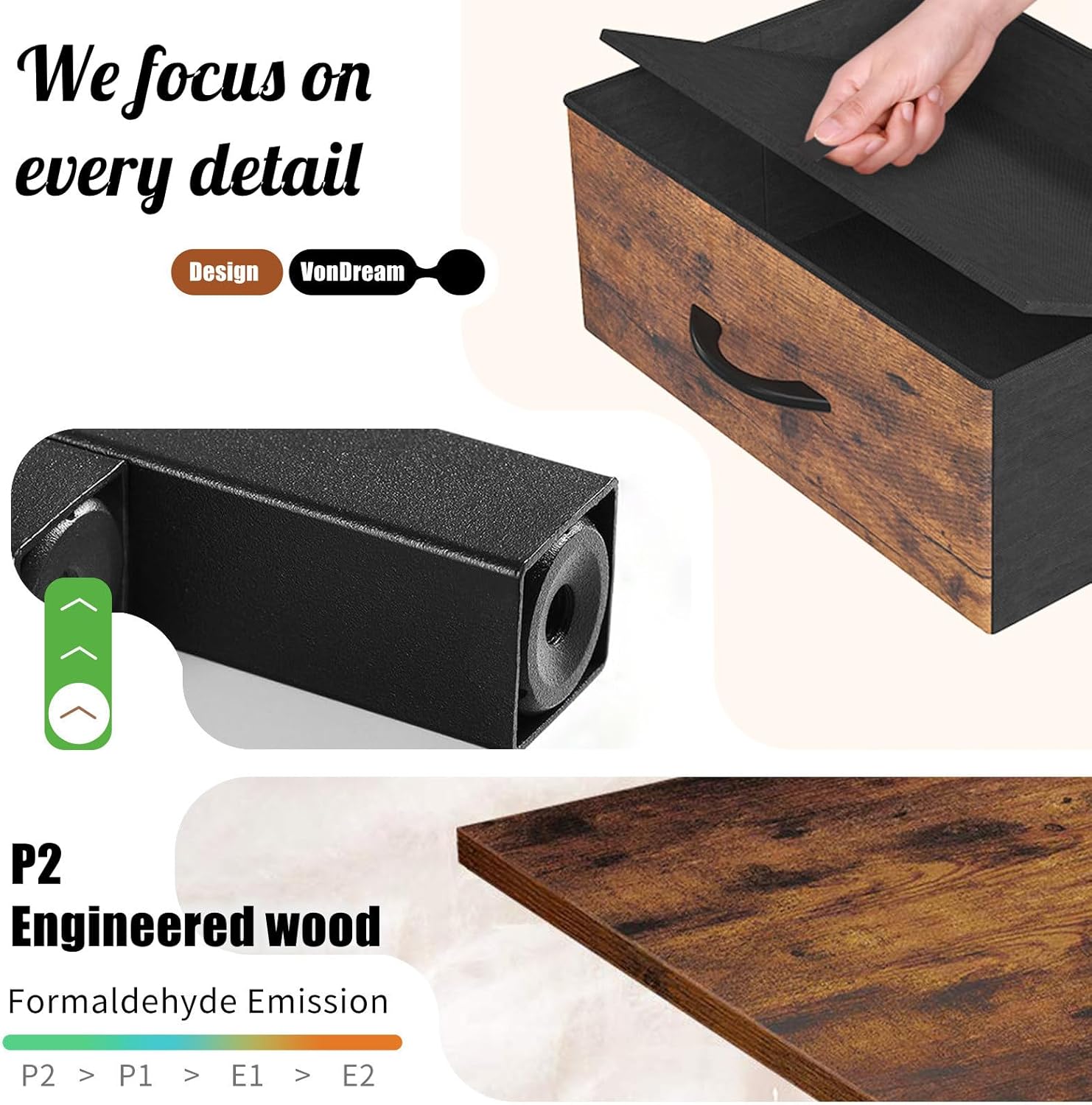 Vinyl Record Storage Crate with Fabric Drawer, Wooden LP Album Storage Holder for 12" Vinyls, All-in-One Organizer Holds 60 LPs