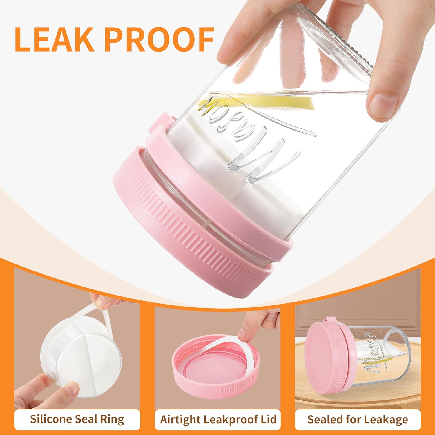 4 Pack Overnight Oats Containers with Lids and Spoons, 16 oz Mason Jars with Removable Separate Compartments, Airtight and Leak-Proof Glass Jars for Chia Pudding, Yogurt, and Oatmeal