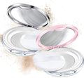 Cunhill 2 Pcs Loose Powder Container with Puff 0.17/0.7 oz Reusable Plastic Portable DIY Makeup Empty Powder Case with Mirror and Net Sifter(Pink, Silver)
