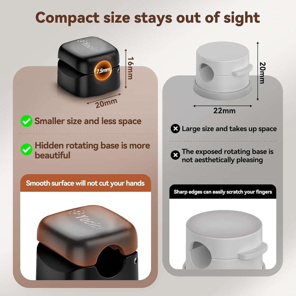 10 Pack Rotatable Cord Organizer,Spring Cable Clips Desk Cable Management Cord Holder Adhesive Phone Charger Cord Clips for Home Office Car Wall Nightstand Accessories Black