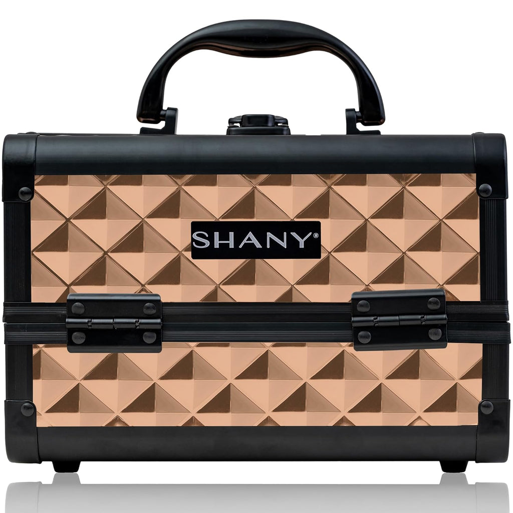 SHANY Chic Makeup Train Case Cosmetic Box Portable Makeup Case Cosmetics Beauty Organizer Jewelry storage with Locks, Multi trays Makeup Storage Box with Makeup Mirror - ROSA