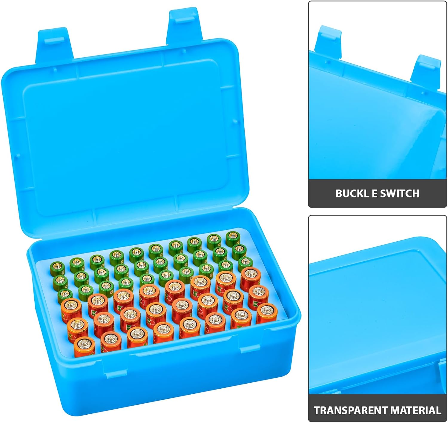 Battery Organizer Storage Box, Garage Case Holder for 24* AA, 30* AAA Batteries (Bag Not Include Batteries Pack) (blue)