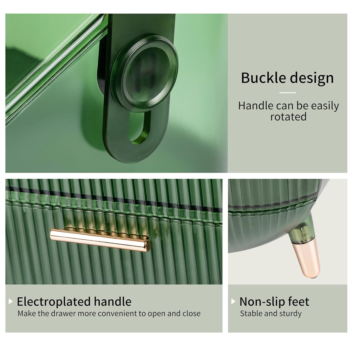 CANITORON Makeup Organizer,Large Capacity Skincare Organizer for Vanity,Cosmetic Organizer with 2 Drawers and Transparent Cover for Bedroom Countertop and Bathroom Countertop Storage.(LGreen)