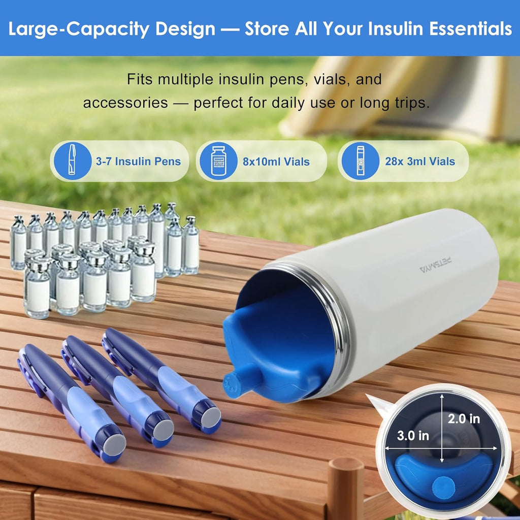 Insulin Cooler Travel Case for Pens & Vials, Portable Diabetic Travel Case with TSA Approved Gel Ice Pack, Large Capacity Medication Cooler for Travel (White)