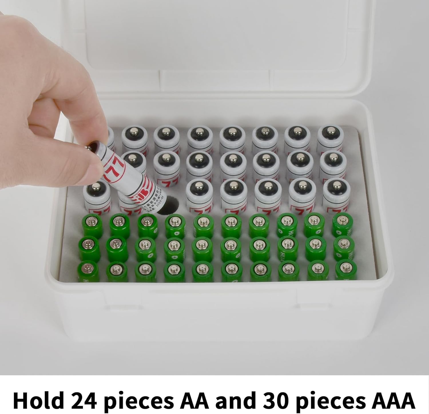 FULLCASE Battery Storage Organizer Holder Holds 54 AA AAA Batteries, Box Cases Garage Container, Home Drawer Organization Dispenser (Case Only) White