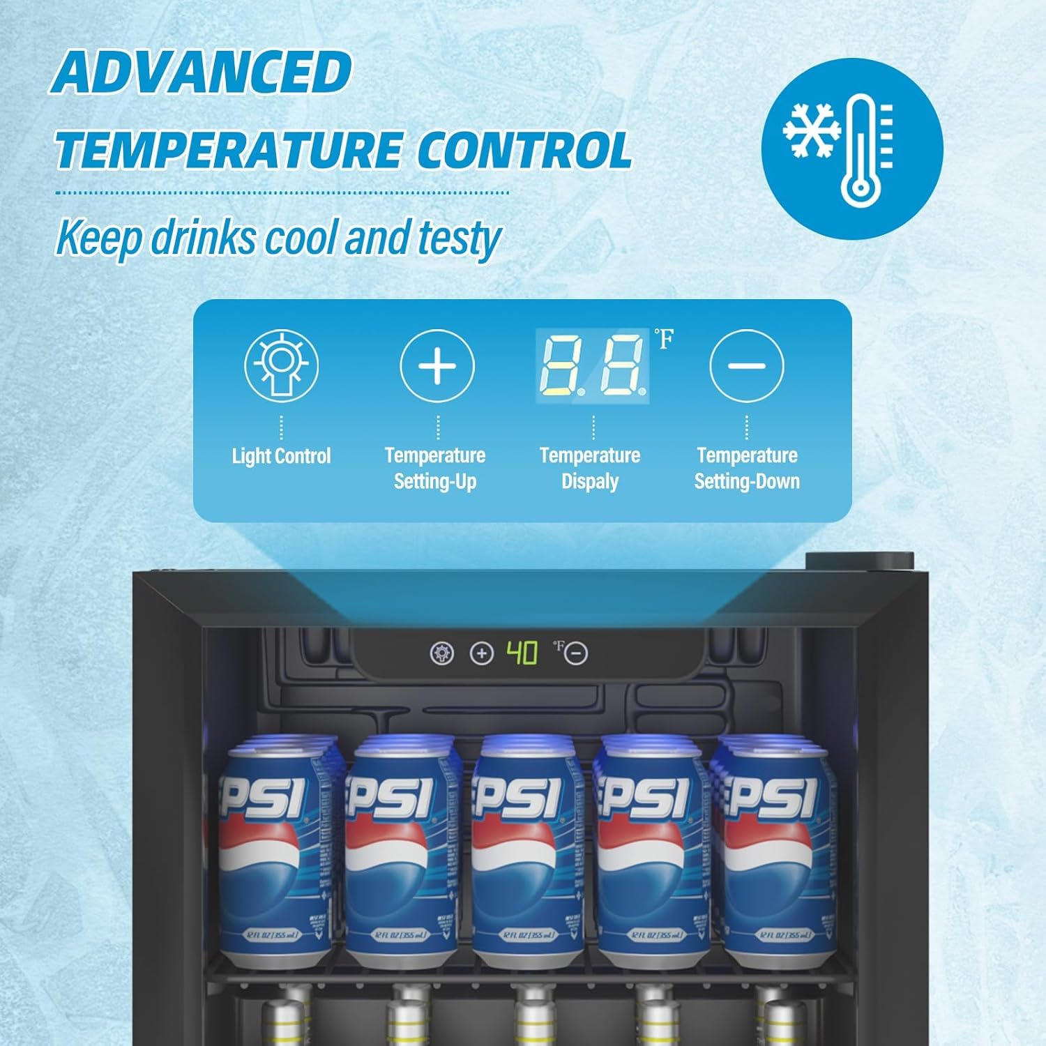 1.4 Cu Ft/65 Can Mini Fridge, Freestanding 17 Inch Beverage Refrigerator with Glass Front Door for Soda, Beer Under Counter Drink Refrigerator with Adjustable Shelves(Silver)