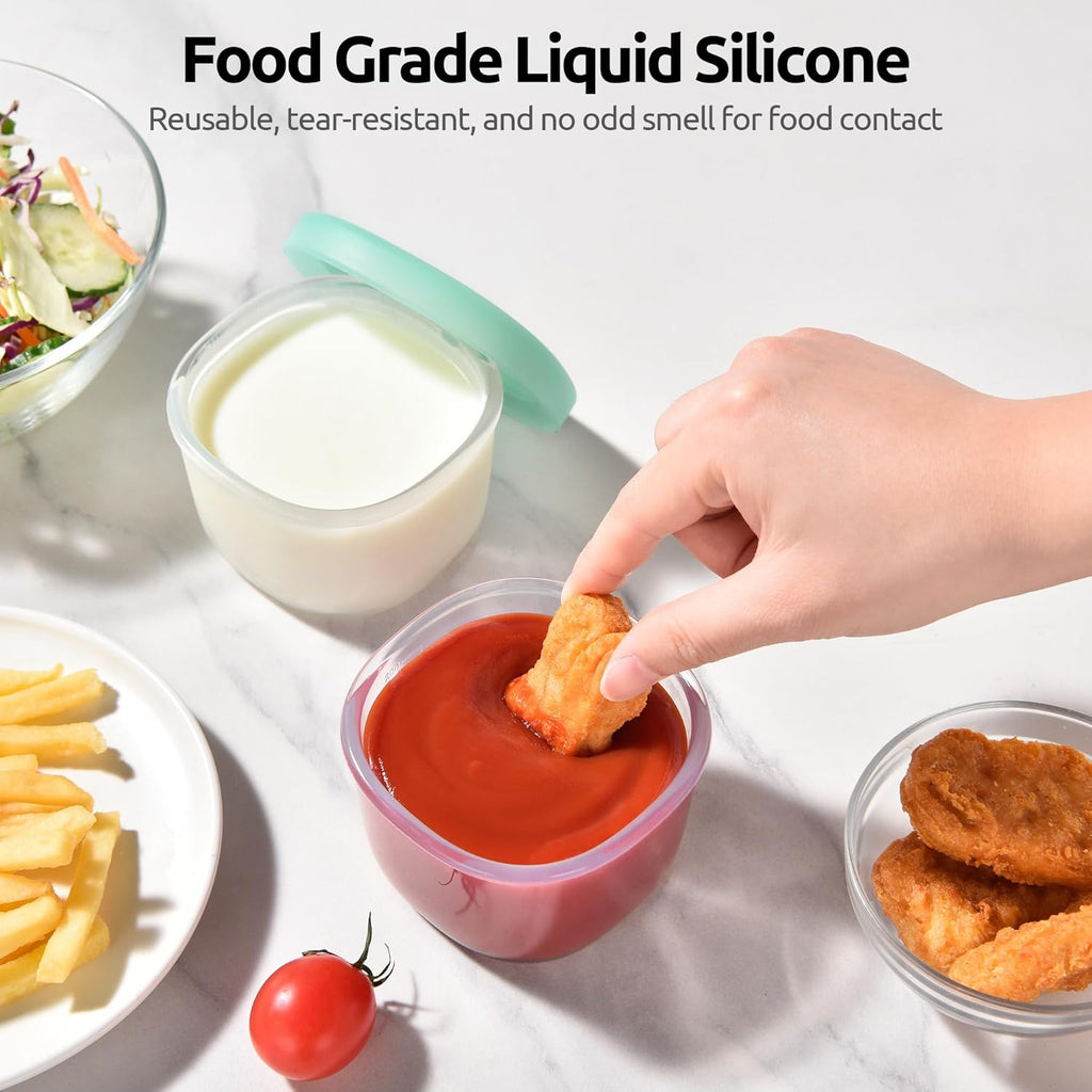 U-Taste 6oz Small Snack Containers: Food Grade Liquid-Silicone Ice cream Storage with Airtight Lid, Freezer Safe with Clear 200ml Measurements, Reusable for Prepping Fruit, Puree, Nuts (Aqua Sky)